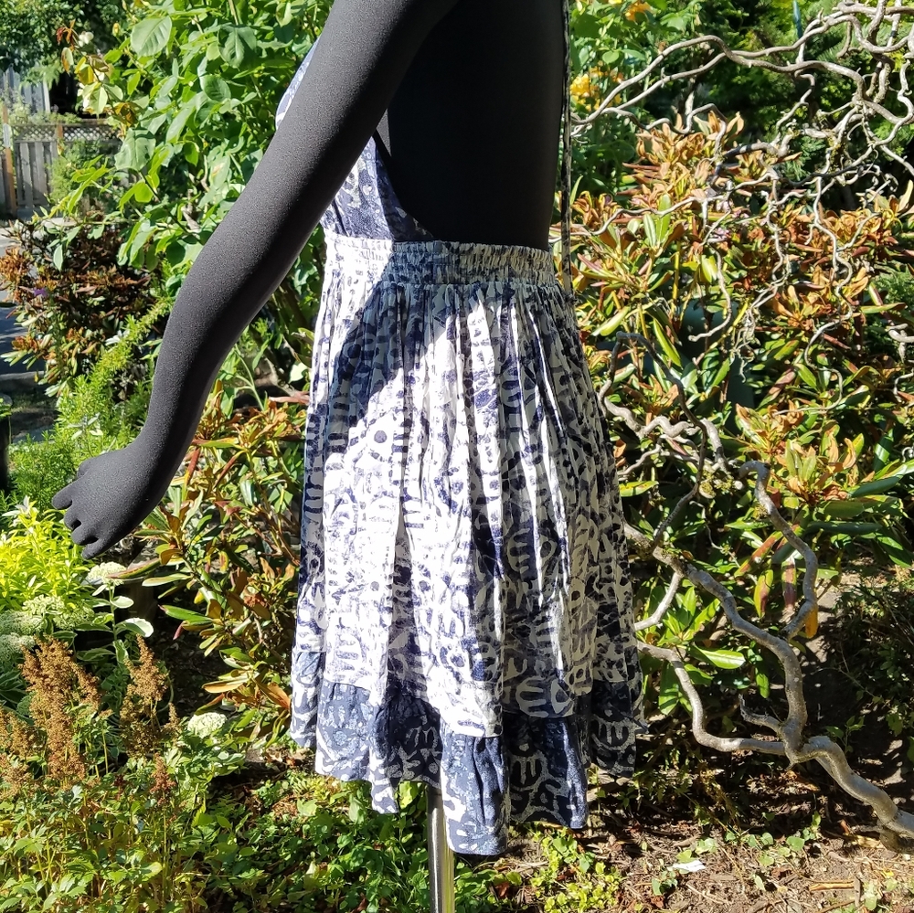 Free People Beach Day Mini Dress Halter Neck Blue Tribal Print Sz Sm Md & Lg NWT - Picture 15 of 16